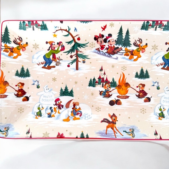 Disney Parks Retro Storybook Holiday Mickey Mouse & Friends Ceramic Tray - Picture 7 of 14
